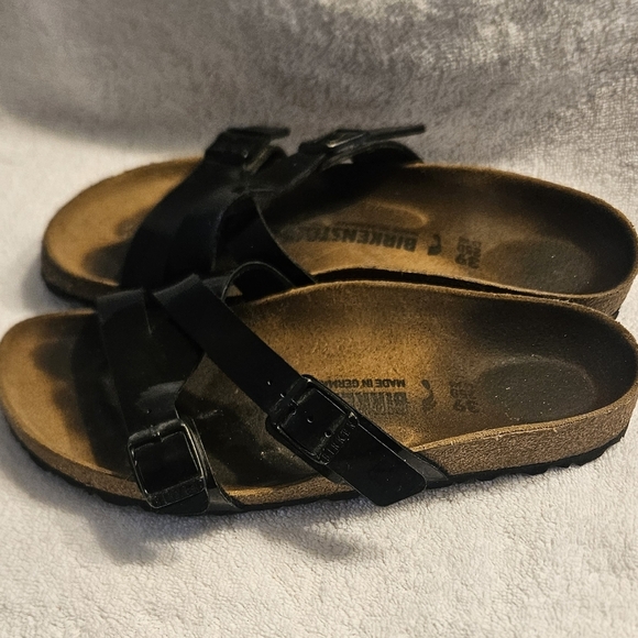 BIRKENSTOCK Yao Balance Sandals Slides Patent Leather Black Women's Sz 8/39 - Picture 1 of 4